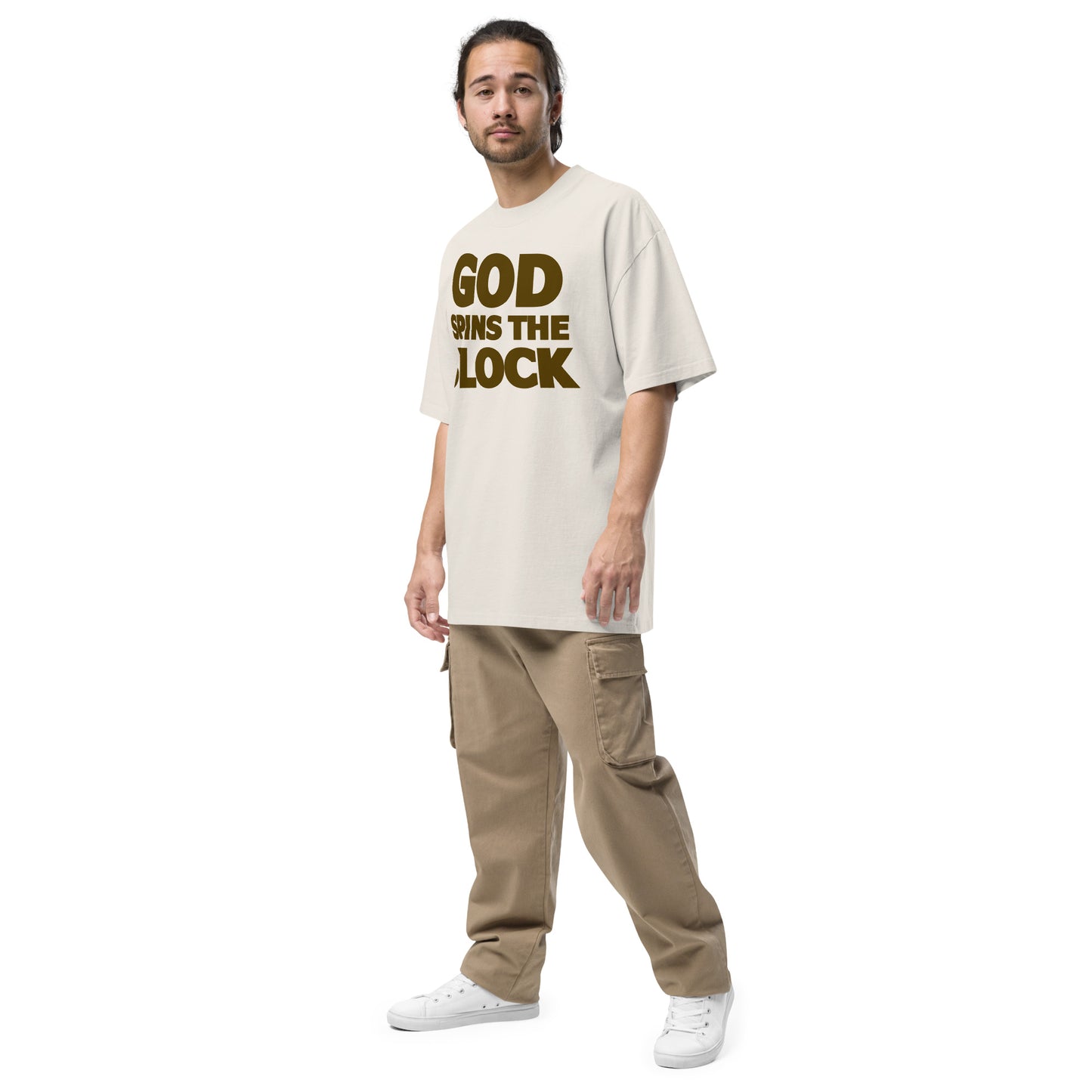 God Spins The Block - Unisex Oversized faded Tee (Bone)
