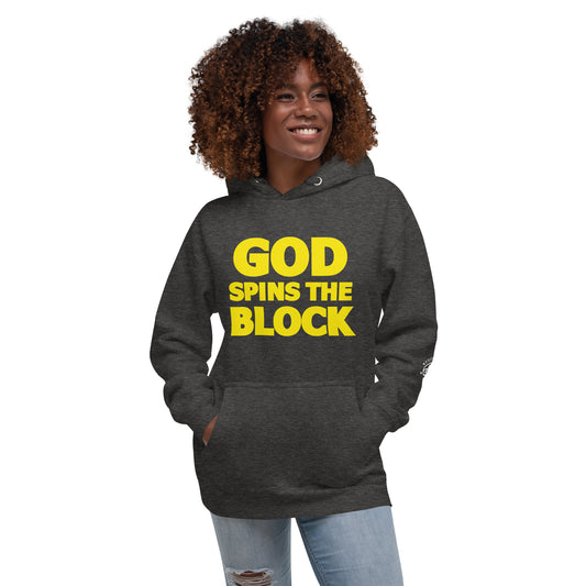 God Spins the Block Unisex Hoodie (Charcoal Grey)