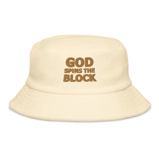 God Spins the Block - Unstructured terry cloth bucket hat